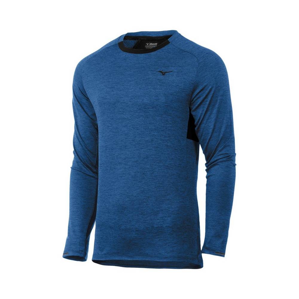 Mens Mizuno Alpha Long Sleeve Tops Blue Philippines (OVTHXW623)